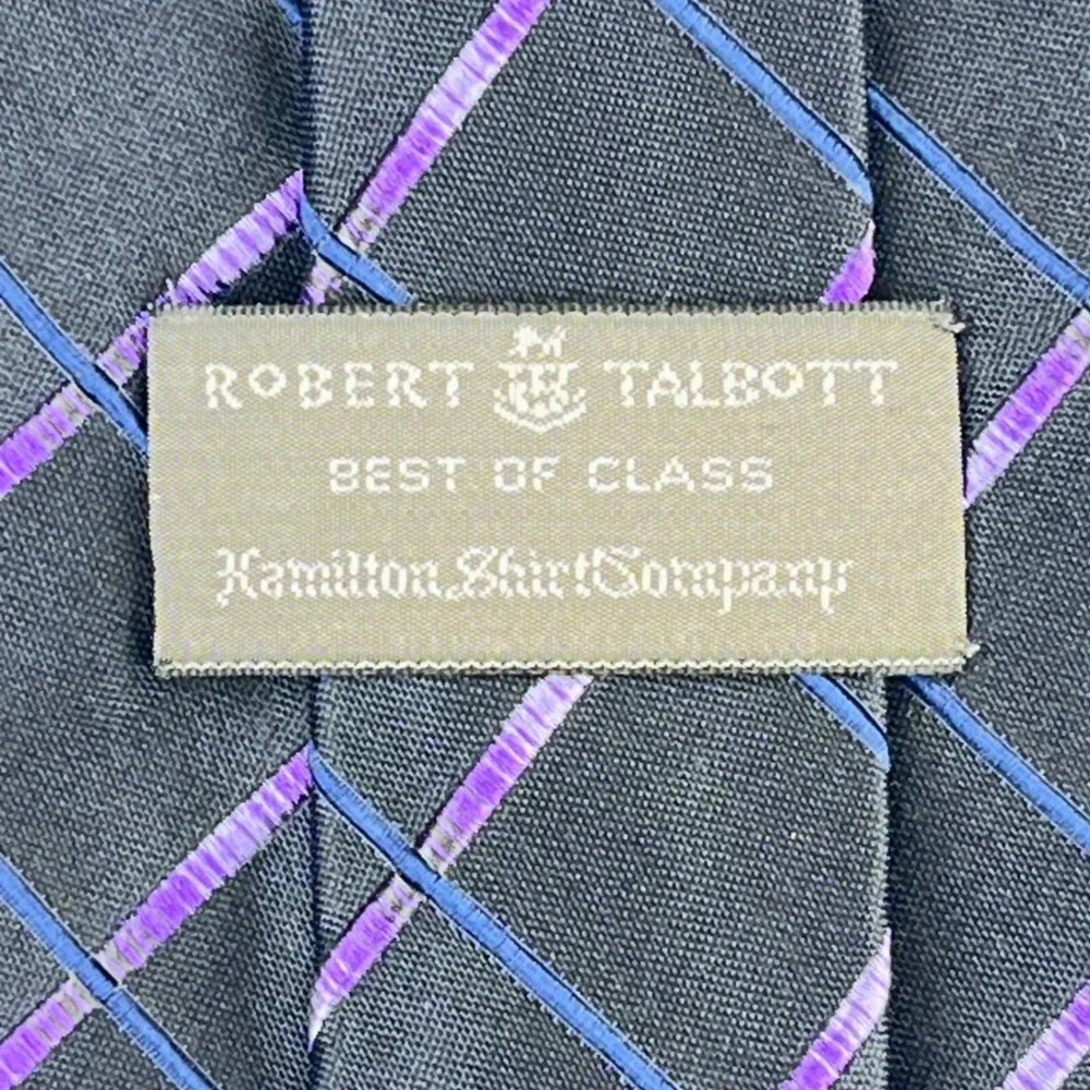 Robert Talbott Best of Class Tie Men's Navy Blue Purple Silk Cotton Necktie 3.5